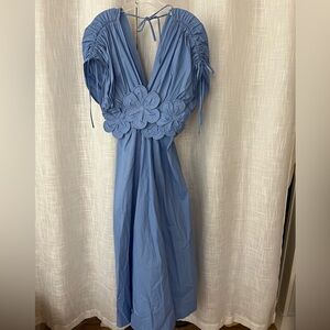 miss rosier blue floral detail formal dress